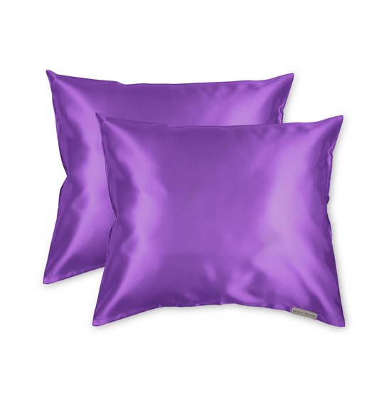 Beauty Pillow® - Satijnen Kussenslopen - Voordeelset - Duo Pack - 60x70 cm - Purple