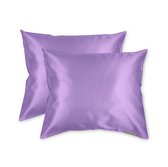 Beauty Pillow® Original - Satijnen Kussenslopen - Voordeelset - Duo Pack - Lila - 60x70 cm
