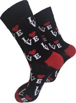 Verjaardag cadeautje voor hem en haar - Valentijn cadeautje voor hem en haar - love you - Valentijnsdag cadeau - Love - Leuke sokken - Vrolijke sokken - Luckyday Socks - Sokken met tekst - Aparte Sokken - Socks waar je Happy van wordt - Maat 37-44