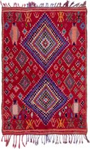 Traditioneel Azilal vloerkleed - 220 x 150 cm - handgeweven kunstwerk - Kleurrijk en uniek - 100% wol, hoogpolig tapijt
