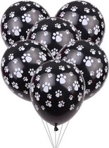 Hondenpootjes Ballonnen zwart met wit , 10 stuks, Verjaardagsfeest, kinderfeest, tienerfeest , themafeest