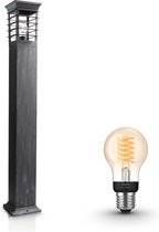 Philips Patio Sokkellamp - Staande Buitenlamp - Groot - 104 cm - Buitenverlichting - Tuinverlichting - Incl. Philips Hue White Filament Standaardlamp E27 - Grijs