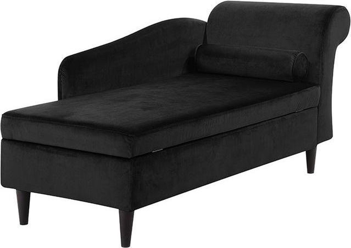 Beliani LUIRO Chaise longue zwart Fluweel