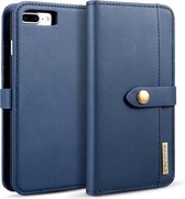 DG.MING Afneembare horizontale magnetische flip-hoes van lamsleer voor iPhone 8 Plus en 7 Plus, met houder en kaartsleuven en portemonnee (blauw)