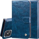 Zakelijke stijl olie wax textuur horizontale flip lederen tas met houder & kaartsleuven & portemonnee voor iPhone 12/12 Pro (blauw)