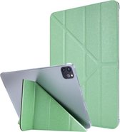 Zijdetextuur Horizontale Vervorming Leren Flip Case met Drievoudige Houder Voor iPad Air (2020) 10.9 (Groen)
