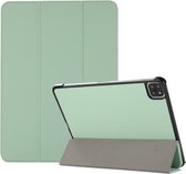 3-vouwbare huidtextuur horizontaal flip TPU + PU lederen tas met houder voor iPad Air (2020) 10.9 (mintgroen)