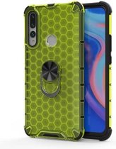 Voor Huawei Y9 Prime schokbestendige honingraat PC + TPU ringhouder beschermhoes (groen)