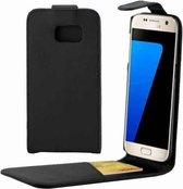 Voor Galaxy S7 / G930 Plain Texture Verticale Flip Leather Case Heuptas met Magnetische Gesp & Kaartsleuf (Zwart)