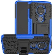 Tyre Texture TPU + PC schokbestendig hoesje voor Motorola G7, met houder (blauw)