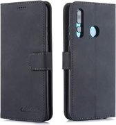 Voor Huawei P Smart + 2019 Diaobaolee Pure Verse Textuur Horizontale Flip Leren Case, met Houder & Kaartsleuf & Portemonnee & Fotolijst (Zwart)