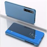 Voor OPPO Realme 7 vergulde spiegel horizontale flip lederen tas met houder (blauw)