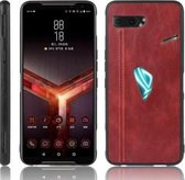 Voor Asus ROG Phone II ZS660KL Schokbestendig Naaien Koe Patroon Huid PC + PU + TPU Case (Rood)