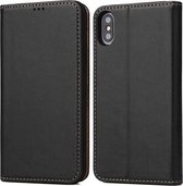 Horizontale Flip PU lederen tas voor iPhone XS / X, met houder en kaartsleuven en portemonnee (zwart)