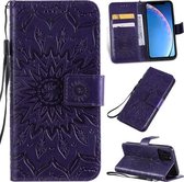 Geperst afdrukken Zonnebloempatroon Horizontale flip PU lederen hoes voor iPhone 11 Pro, met houder & kaartsleuven & portemonnee en draagkoord