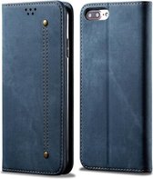 Voor iPhone 6 Plus / 6s Plus Denim Textuur Casual stijl Horizontale flip lederen tas met houder & kaartsleuven & portemonnee (blauw)