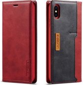 Voor iPhone X / XS LC.IMEEKE LC-001-serie PU + TPU kleuraanpassing Frosted horizontale flip lederen tas met houder en kaartsleuf (rood)