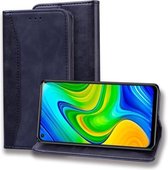 Voor Xiaomi Redmi Note 9 Zakelijke stiksels Horizontale flip lederen tas met dubbele vouw & beugel & kaartsleuven & fotolijst & portemonnee (zwart)