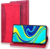 Voor Xiaomi Redmi Note 9 Pro / 9 Pro Max / 9S Zakelijke stiksels Horizontale flip lederen tas met dubbel vouwen & beugel & kaartsleuven & fotolijst & portemonnee (rood)