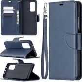 Voor Xiaomi Mi 10T 5G Retro Lambskin Texture Pure Color Horizontale Flip PU Leather Case met Houder & Kaartsleuven & Portemonnee & Lanyard (Blauw)