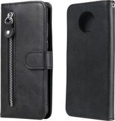 Voor Geschikt voor Xiaomi Redmi Note 9 5G (CN-versie) / Note 9T 5G Mode Kalfsstructuur Rits Horizontale Flip Leren Case met Houder & Kaartsleuven & Portemonnee (Zwart)