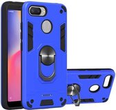 Voor Geschikt voor Xiaomi Redmi 6 (geperforeerd) 2 in 1 Armor Series PC + TPU beschermhoes met ringhouder (donkerblauw)