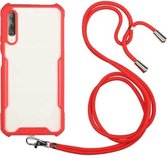 Voor Geschikt voor Xiaomi Redmi 9A acryl + kleur TPU schokbestendig hoesje met nekkoord (rood)
