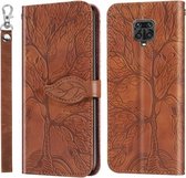 Voor Xiaomi Poco M2 Pro Life of Tree Embossing Pattern Horizontale flip lederen tas met houder & kaartsleuf & portemonnee & fotolijst & lanyard (bruin)