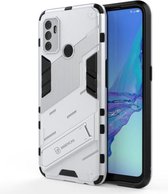 Voor OPPO A53 4G Punk Armor 2 in 1 PC + TPU schokbestendig hoesje met onzichtbare houder (wit)