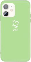 Voor iPhone 11 Love-heart Letter Pattern Colorful Frosted TPU telefoon beschermhoes (groen)