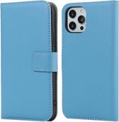 Vlakke structuur rundleer horizontale flip case met magnetische sluiting & houder & kaartsleuven & portemonnee voor iPhone 12 Pro Max (blauw)