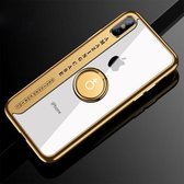 CAFELE voor iPhone X Ultradunne galvaniserende zachte TPU beschermende achterkant van de behuizing met ringhouder (goud)
