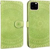 Voor iPhone 11 Pressed Printing Pattern Horizontale Flip PU lederen tas, met houder & kaartsleuven & portemonnee & & lanyard (groen)