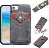 Voor iPhone SE 2020 & 8 & 7 stoffen textuur + PU + TPU schokbestendige beschermhoes met kaartsleuven (zwart)