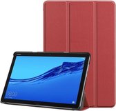 Voor Huawei MediaPad M5 Lite 10.0 inch Custer-patroon Pure kleur Horizontale flip lederen tas met drie-vouwbare houder en met slaap- / wekfunctie (wijnrood)