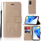 Voor Xiaomi Mi 10T 5G Windgong Uil Embossing Patroon Horizontale Flip Leren Case met Houder & Kaartsleuven & Portemonnee (Goud)