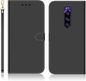 Voor Sony Xperia 1 Geïmiteerd Spiegeloppervlak Horizontale Flip Leren Case met Houder & Kaartsleuven & Portemonnee & Lanyard (Zwart)