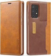 Voor Samsung Galaxy A52 5G / 4G LC.IMEEKE LC-001-serie PU + TPU kleuraanpassing Frosted horizontale flip lederen tas met houder en kaartsleuf (geel)