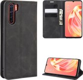 Voor OPPO A91 Retro-skin Zakelijk Magnetische zuiging Horizontale flip PU-lederen tas met houder & kaartsleuven & portemonnee (zwart)