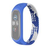 Voor Xiaomi Mi Band 6/5/4/3/2 Universele Siliconen Elasticiteit Weave Vervangende Band Horlogeband, Maat: M 160mm (Blauw Wit)