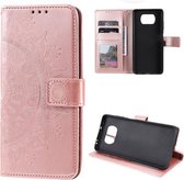 Voor Xiaomi Poco X3 Totem Bloem Reliëf Horizontale Flip TPU + PU Leren Case met Houder & Kaartsleuven & Portemonnee (Rose Goud)