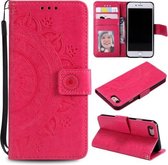 Totem Flower Reliëf Horizontale Flip TPU + PU lederen tas met houder & kaartsleuven & portemonnee voor iPhone SE 2020/8/7 (rood)