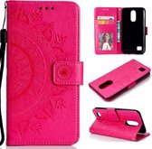 Voor LG K10 (2017) (EU / US-versie) Totem Flower Reliëf Horizontale Flip TPU + PU lederen tas met houder & kaartsleuven & portemonnee (rood)