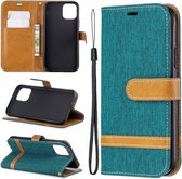 Gekleurd tekenpatroon Horizontale Flip Leather Case voor iPhone 11 Pro, met houder & kaartsleuven & portemonnee (groen)