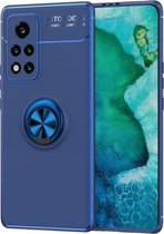 Voor Huawei Honor V40 5G metalen ringhouder 360 graden roterende TPU-hoes (blauw + blauw)