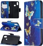 Voor Galaxy A10s Patroon Gekleurde Tekening Horizontale Leren Flip Case met Houder & Kaartsleuven & Portemonnee (Gouden Vlinder)
