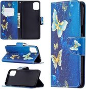 Voor LG K42 Gekleurde tekening patroon Horizontale flip lederen tas met houder & kaartsleuven & portemonnee (gouden vlinder)