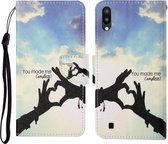 Voor Samsung Galaxy A10 / M10 Gekleurde tekening patroon Horizontale flip lederen tas met houder & kaartsleuven & portemonnee & lanyard (liefdesgebaar)