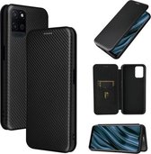 Voor OPPO Realme V11 5G Koolstofvezel Textuur Magnetische Horizontale Flip TPU + PC + PU lederen tas met kaartsleuf (zwart)