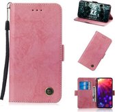 Multifunctionele horizontale flip retro lederen tas met kaartsleuf en houder voor Huawei Y7 Prime 2019 / Y7 Pro 2019 / Enjoy 9 (roze)